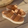 Diana-mulesandaler med spänne och kilklack för damer