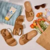 Marin-sandal med remmar för damer